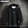 Único Road Mens Hoodies Patchwork Techwear Suéter Japonês Streetwear Harajuku Hip Hop Oversized Black Hoodie 220402