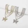 Pendentif Colliers Lamyesi Lumière De Luxe Papillon Strass De Mode Multicouche Brillant Griffe Perceuse Pour Les Femmes À La Mode Bijoux DesignPendentif