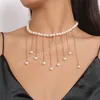 Elegant flerskiktslångt Tassel Bead Pendant Necklace For Women Young Girls Wedding Bride Collares Vintage Chain Jewelry