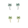 Hoop Huggie Green Cubic Zircon Coconut Tree Stud Earring för kvinnor Bohemisk stil Piercing Ear Rings Hip Hop örhängen smycken tillbehör