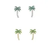 Hoop Huggie Green Cubic Zircon Coconut Tree Orecchino a bottone per le donne Orecchini stile bohemien Piercing Orecchini Hip Hop Accessori per gioielliH