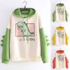 Dinosaur Cartoon Sweat à capuche surdimensionné Femmes Fashion Femmes Sweat-shirt Casual Imprimez des vêtements de style coréen pour sweat-shirt Y220810