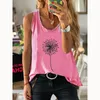 100% Cotton Women Waistcoat Summer Oversized Dandelion Print Fashion Harajuku Female Regular Graphic Steevless Ladies Tank Tops 220325