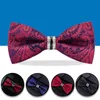 Bow Ties Men Metal Crystal Wedding Tie Women Butterfly Knot Cravat Black Purple Blue Jujube Red Groom Party Banquet Meet ClubBow Emel22