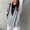 Womens hiphop streetwear hooded jacket Harajuku Korean Version Loose Thin Longsleeved Hooded 90s Streetwear Pockets Hoodies 220816