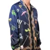 Casablanca ss22 silk long sleeve printed Cuban collar shirt men designer beach casual shirts335y