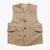 Men's Vests Sw191021 Men Cargo Canvas Waistcoat Cotton Pocket Khaki Vintage Hunting Outdoor Camping Simple Fashion Sport Solid Color Vest Ka
