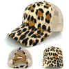 DHL Men Women Ponytail Baseball Cap Messy Bun Camouflage Leopard Hat Washed Cotton Snapback Caps Casual Summer Sun Visor Outdoor Hats