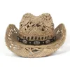 Boinas homens homens palha natural chapéu de cowboy talha feita de cowgirl para lady gentleman verão sombro sombrero hombre salva -vidas hatberets