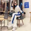 Streetwear Trendy Tracksuit Two Piece Set Femmes Tenues Corée à manches longues Zip Up Crop Jacket Fashion Loose Loose Lam Leg Pant Suit T220729