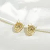 2024 High designer light luxury Korean S925 silver needle micro-set zircon leopard head stud earrings women luxury plated 18k gold temperament earring jewelry