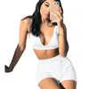 Wholesale Summer Tracksuits Women Outfits Sleeveless Sexy Bra Crop Top Shorts Two Piece Set Casual Solid Beach Wear 2XL Fitness sports suits 7255