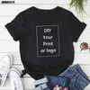 Harajuku Women s DIY Your Like P o Or Black Unisex T shirt Customized Print Womans Tshirt Fashion Custom Man Clothing Tee 220614