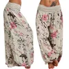 Femmes Dames Mode Casual Style Indien Pantalon Floral Baggy Lâche Confortable Longue Taille Haute Harem Pantalon 220726