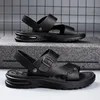 Sandalet% 100 Orijinal Deri Ayakkabı Erkekler Plaj Düz Slip Slip Yaz Tatil Markası Erkek Yumuşak Erkek Ayakkabı KA4531