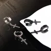 Ohrstecker, 21 Paar Anhänger-Ohrringe, Set aus Edelstahl, Punk-Stil, rundes Kreuz, für Männer und Frauen, Schwarzgold, dreifarbig, Moni22