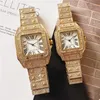 Mężczyźni/Women Out Out Bling for Diamonds Mężczyźni kobiety Square Roman Digian Designer kwarcowy zespół ze stali nierdzewnej Business Wristwatch Mężczyzna Kobieta unisex prezent l gthm