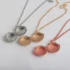 Pendant Necklaces Seashell Necklace Oval Locket Shell Pattern Po Openable Stainless Steel Gold For Women Memories Jewelry Elle22