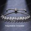 Bracelet en zircone AAA pour femmes, feuille d'or Rose, tendance, luxe, mariage, cristal brillant, bijoux, accessoires, cadeau