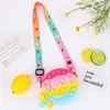 Silicone Rainbow Pop Messenger Bag Straps for Kids Adults Simple Dimple Bubble Push Sensory Cross Body Bags Decompression Shoulder Bags8087215