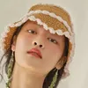 بيريتس أزياء أنثى زهرة مجوفة زهرة متبكلة قبعة يدوية الكروشيه ملونة مطابقة وعاء الربيع وصيف شمس شمس