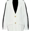 [EAM] Women White Contrast Color Big Size Blazer Lapel Long Sleeve Loose Fit Jacket Fashion Spring Autumn 1DE2307 220402