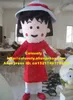 Costume de poupée mascotte doux rouge Chibi Maruko Chan Costume de mascotte Mascotte Lassock fille avec de petits yeux noirs longue robe rouge adulte No.2824 gratuit