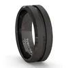8mm Men Rings Jewelry Black Groove Matte Stainless Steel Wedding Engagement Party Gift Anniversary 220719