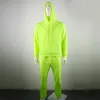 Survêtement de mode pour hommes de style vert néon solide 2 pièces à manches longues à capuche en vrac Swearpants Casual Sportsuit hommes est OMSJ 220714