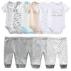 Born Gift Clothes Set Baby Boy Born Vêtements 6pcs Body4pcs Pantalon Outfit Enfant Fille Costume Infant Pyjama Pur Coton Ensembles 220608