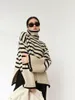 Sweaters Striped Turtleneck Sweater Women's 2022 Spring and Autumn Loose Design Niche Knitted Pullover Coatwomen's Begu22