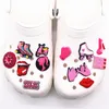 Original Shoe Charms Pink Roller Skates Girl Boxing handskar läppar höga klackar sko dekoration tillbehör för croc jibz barn party 220713