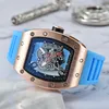 transparent Fashion Automatic quartz Watches Men's Waterproof Skeleton Wrist Watch With women men Leather strap235M