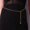 Belts Fashion Gold Metal Thin Women Chain Belt Rose Flower Decorative Waist Chains All-Match Dress Adjustable StrapsBelts