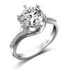 Echte 2CT Moissanite Ring Dames 925 Sterling Silver Eternity Trouwringen Diamond 6 Prong Instellingen Handmde Mode-sieraden