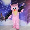 Halloween-Maskottchen-Kostüm mit rosa Eule, hochwertiges Weihnachts-Partykleid, Cartoon-Charakter-Anzug, Karneval, Unisex-Outfit für Erwachsene
