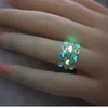 Moda Fluorescencyjny Otwarty Pierścień Dla Kobiet 3 Kolory Glow W Dark Luminous Heart Cute Pierścionek Kobiet Trendy Party Biżuteria Prezent