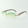 Vente directe de lunettes de soleil en diamants micro-pavés 3524024 avec branches en bois de paon, lunettes de créateur, taille: 18-135 mm