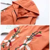 Women Hooded Trenchcoat New Korean Spring Autumn Clothes Loose Embroidery Mid Long Jacket Female Windbreaker Outerwear Tops 4XL L220725