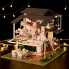 Big House Diy Dollhouse Kit Roombox Miniature Doll House Furniture Villa Garden Wooden Assemble Toys For Children Birthday Gifts 220601