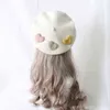 Schattige meiden kawaii bit love baret zoete lolita hoofddeksel paarse hoeden hoed handgemaakte wol vilt vrouwen baret groothandel j220722