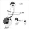 Navel Bell Button Rings Body Jewelry 316L Stainless Steel Belly Poercing Soild Titanium With T Dh5O7