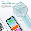 4000mAh Mini Protable Handheld Fan USB Rechargeble Outdoor Office 4 Speeds Air Cooler Can be as Power Bank To Charge Phone 220505