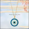 Pendant Necklaces Pendants Jewelry Fashion Enamel Geometry Evil Eyes Necklace For Womens Big Turkish Eye Chains Choker Clavicel Women Drop