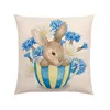 Kudde/dekorativ kudde linne Happy Easter Egg Floral Sofa Print Cushion Case Livingroom Couch Decorative Throw Pillows Pillow Cushion/Deco