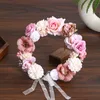 Kopfbedeckungen 3 Design künstlicher Blumenkranz Braut Frauen Kronhaarband Hochzeit Stirnband Girlande Ribbon Girl Hair Accessorie