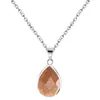 Pendant Necklaces Women Teardrop Gemstone Necklace Healing Chakra Crystal Energy Balancing Faceted Waterdrop Stone Choker JewelryPendant