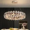 현대 거실 라이트 펜던트 램프 비품 고급 크리스탈 침실 샹들리에 식당 테이블 홈 장식 LED 크리스탈 사각형 교수형 램프