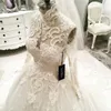 Bola de encaje clásico vestidos de novia floral pera arabia saudita dubai vestido de novia manga larga princesa kafan vestidos novia