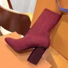 Automne hiver chaussettes à talons bottes à talons mode sexy femmes chaussures dame lettre épais talons hauts grande taille 35-42 us3-us11 avec boîte